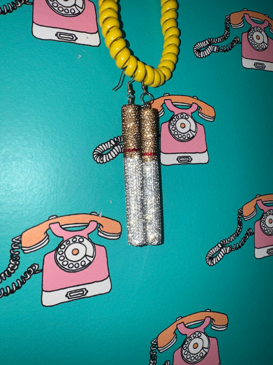 Bedazzled Cigarette Earrings