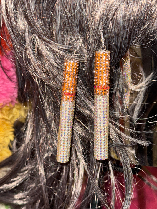Bedazzled Cigarette Earrings